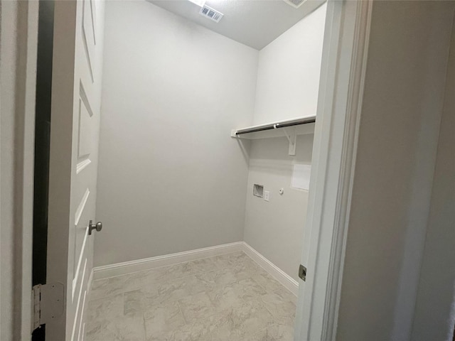 6109 Rodin Dr, Royse City, TX 75189 - clothes washing area featuring baseboards, visible vents, washer hookup, hookup for a gas dryer, and laundry area