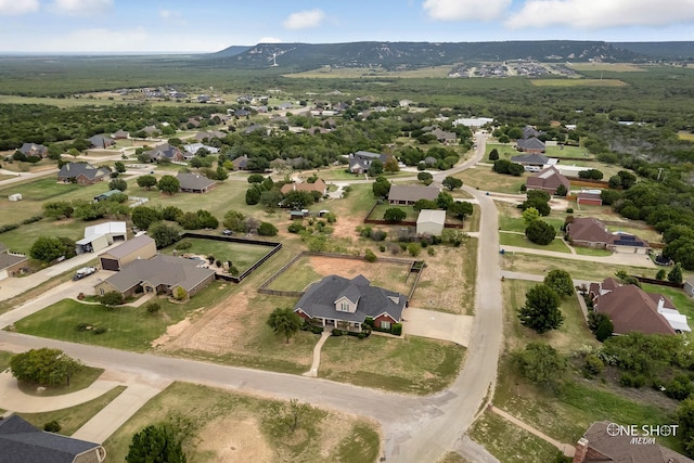 bird's eye view with a mountain view and a residential view