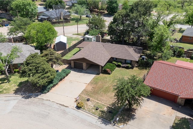 bird's eye view with a residential view