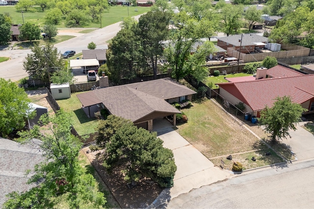 aerial view with a residential view