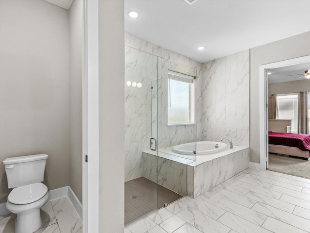 178 Dundee Ct, Argyle, TX 76226 - full bathroom with marble finish floor, toilet, a marble finish shower, a bath, and ensuite bathroom