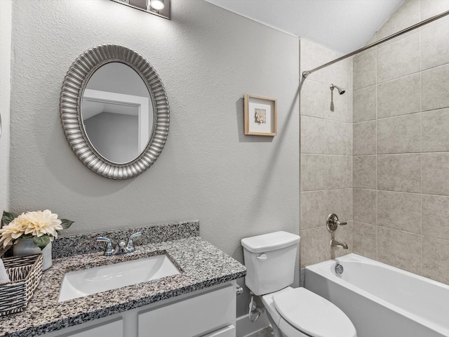 178 Dundee Ct, Argyle, TX 76226 - full bathroom with a textured wall, shower / bath combination, vanity, and toilet