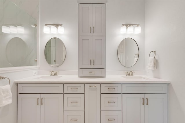 3450 County Road 2156, Caddo Mills, TX 75135 - full bathroom featuring double vanity and a tile shower