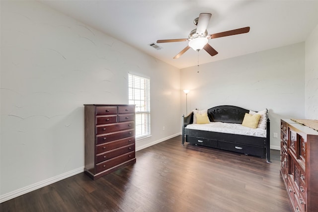3450 County Road 2156, Caddo Mills, TX 75135 - bedroom featuring wood finished floors, baseboards, vaulted ceiling, and a ceiling fan