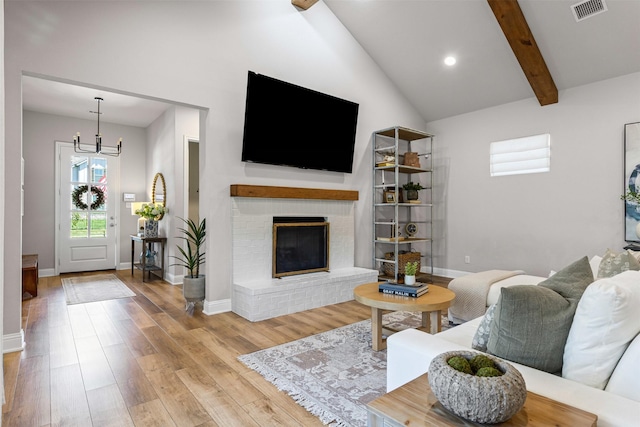 13645 Sweetwalk Pl, Fort Worth, TX 76008 - living area with wood finished floors, high vaulted ceiling, baseboards, a chandelier, and recessed lighting