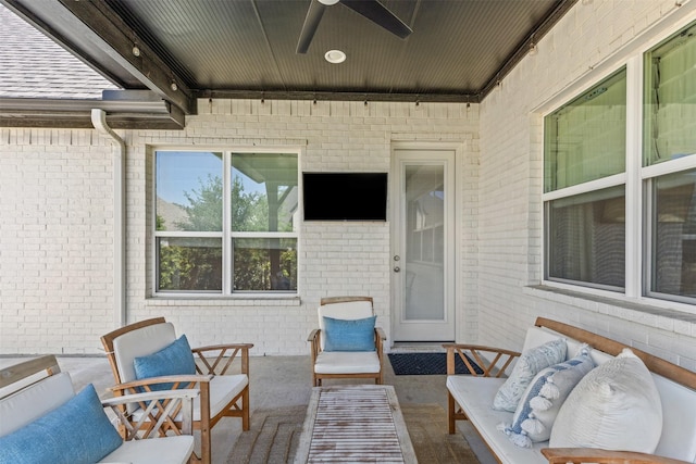 13645 Sweetwalk Pl, Fort Worth, TX 76008 - view of patio featuring ceiling fan and an outdoor hangout area