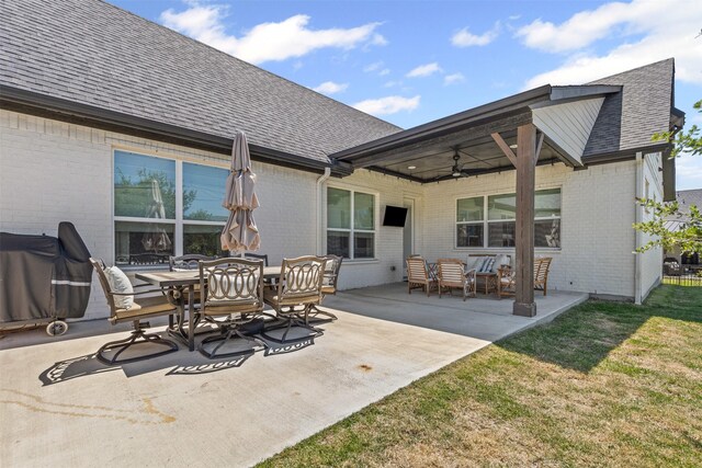 13645 Sweetwalk Pl, Fort Worth, TX 76008 - view of patio / terrace with outdoor dining space and ceiling fan