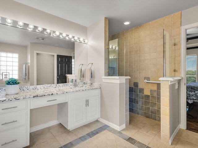 3300 S Bay Breeze Ln, Fort Worth, TX 76179 - full bath with tile patterned floors, a walk in shower, and healthy amount of natural light