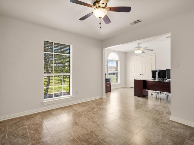 3300 S Bay Breeze Ln, Fort Worth, TX 76179 - unfurnished office with baseboards, ceiling fan, and tile patterned flooring