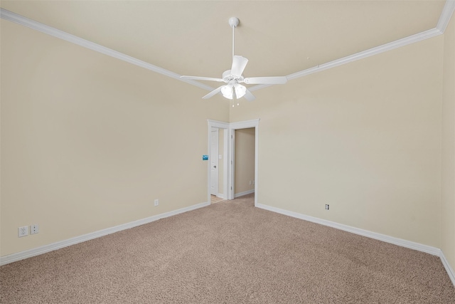 110 Bob White Cir, Lorena, TX 76655 - empty room featuring ornamental molding, ceiling fan, baseboards, and light colored carpet
