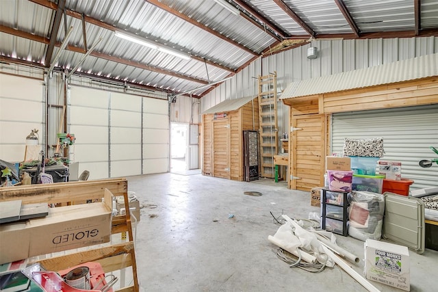 garage featuring metal wall