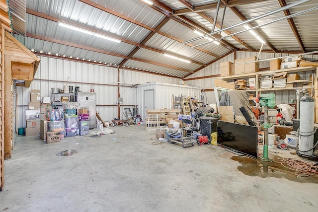 garage featuring metal wall