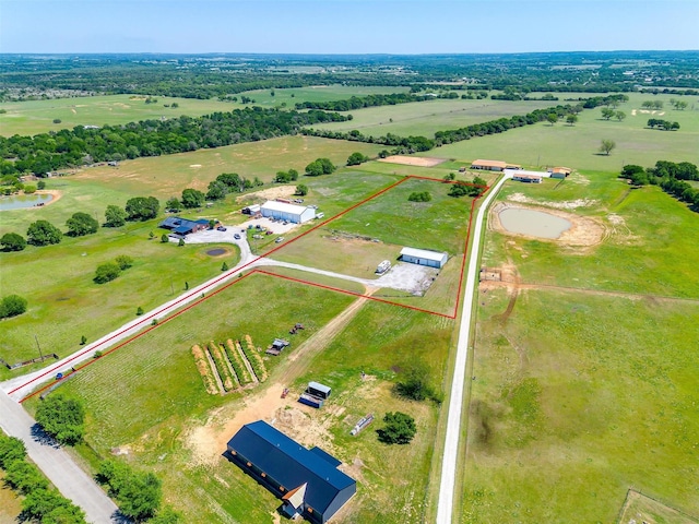 aerial view with a rural view