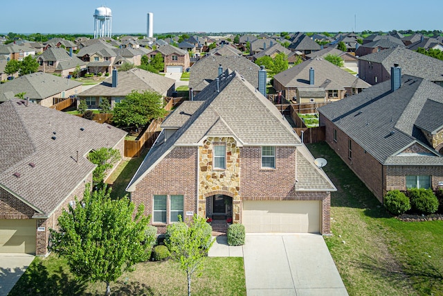 aerial view with a residential view
