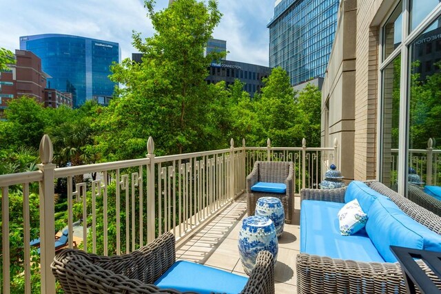 balcony featuring an outdoor living space