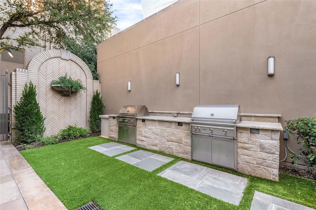 view of yard with a patio area and area for grilling
