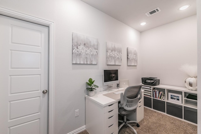 2061 Miramar Dr, Little Elm, TX 75068 - office with visible vents, recessed lighting, and carpet flooring