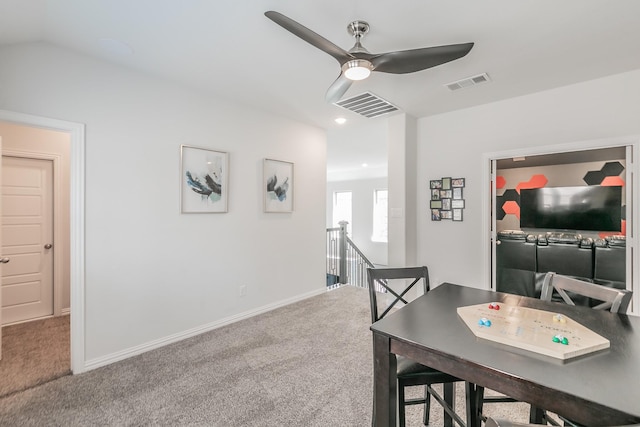 2061 Miramar Dr, Little Elm, TX 75068 - carpeted dining room with ceiling fan, baseboards, visible vents, and recessed lighting