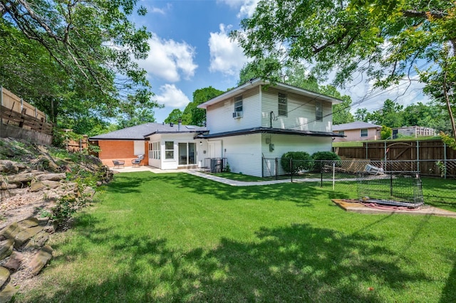 rear view of property featuring a patio area and central AC unit