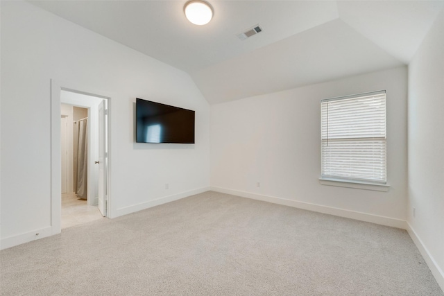 4600 Paintbrush Way, Aubrey, TX 76227 - interior space featuring baseboards, vaulted ceiling, visible vents, and light colored carpet