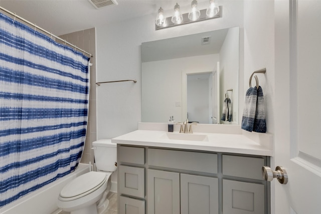 4600 Paintbrush Way, Aubrey, TX 76227 - full bath featuring visible vents, toilet, vanity, and shower / bathtub combination with curtain