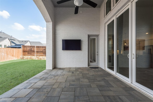 4600 Paintbrush Way, Aubrey, TX 76227 - view of patio / terrace with ceiling fan and fence