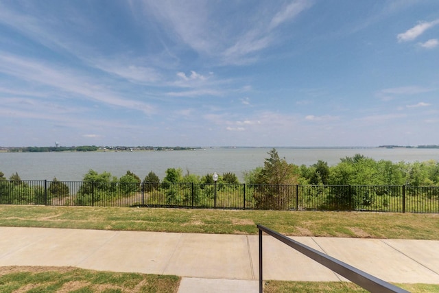 water view featuring fence