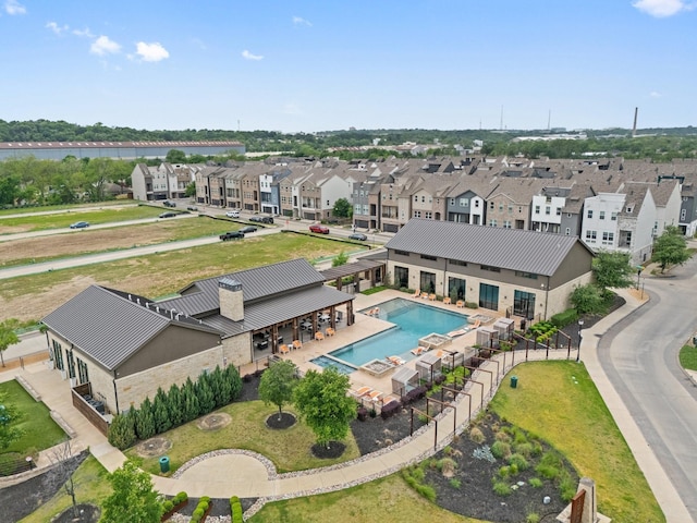 2635 Carmelita St, Dallas, TX 75212 - aerial perspective of suburban area featuring a pool