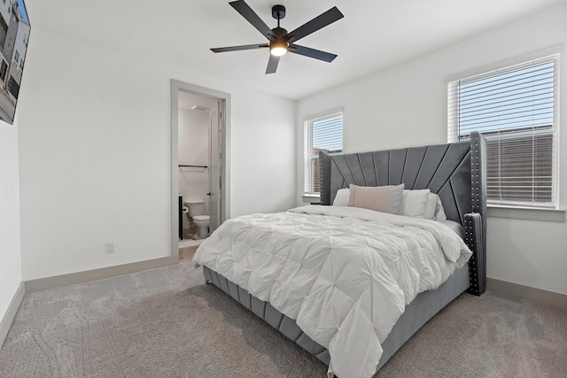 2635 Carmelita St, Dallas, TX 75212 - bedroom with carpet flooring, connected bathroom, and ceiling fan