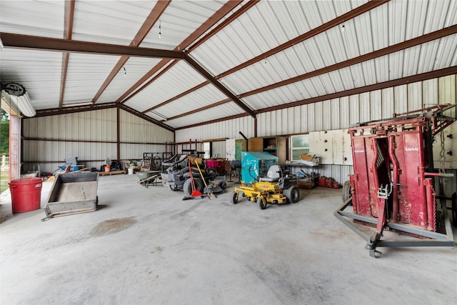 garage featuring metal wall