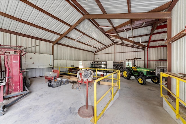 garage with metal wall