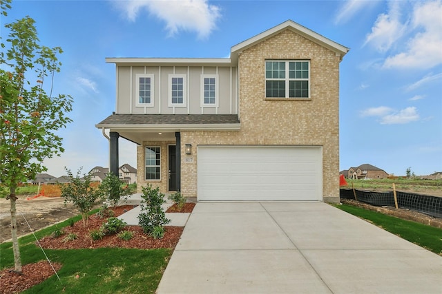 817 Hadley Dr, Princeton, TX 75071 - view of front of home featuring a garage, brick siding, concrete driveway, and roof with shingles
