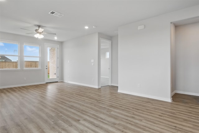 817 Hadley Dr, Princeton, TX 75071 - empty room with a ceiling fan, light wood-type flooring, and recessed lighting