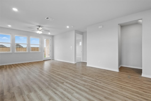 817 Hadley Dr, Princeton, TX 75071 - unfurnished living room with recessed lighting, ceiling fan, and light wood-style flooring