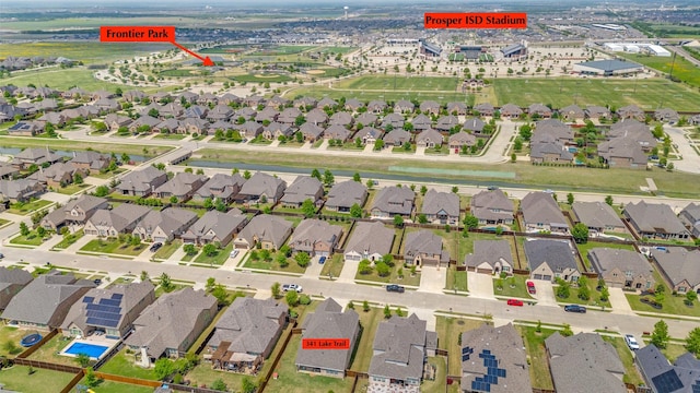 bird's eye view with a residential view