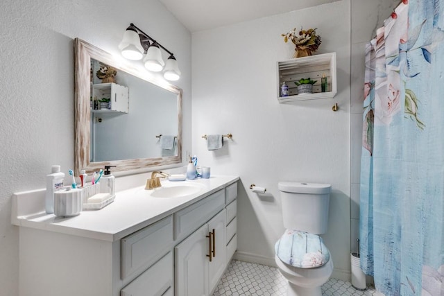 3031 Delaware Trl, Lake Worth, TX 76135 - full bathroom featuring vanity, tile patterned flooring, and curtained shower