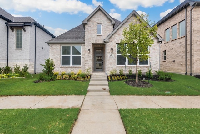 636 Caprice Blf, Fate, TX 75189 - view of front of house with brick siding, a shingled roof, and a front yard