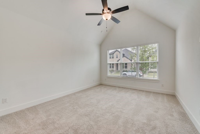 636 Caprice Blf, Fate, TX 75189 - unfurnished room featuring lofted ceiling, a ceiling fan, baseboards, and light carpet