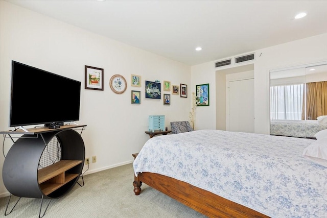 4924 Cobbs Dr Unit 3D, Waco, TX 76710 - bedroom featuring baseboards, visible vents, carpet, and recessed lighting