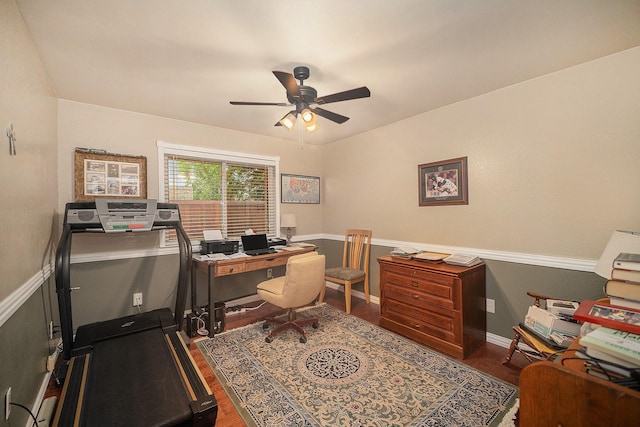 5625 Guadalajara Dr, North Richland Hills, TX 76180 - office space featuring wood finished floors, ceiling fan, and baseboards