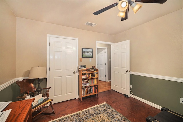 5625 Guadalajara Dr, North Richland Hills, TX 76180 - living area featuring ceiling fan, wood finished floors, and baseboards