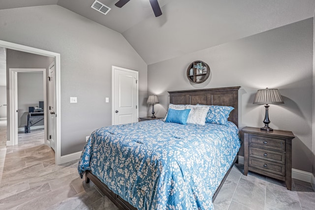 5003 Frio Dr, Granbury, TX 76048 - bedroom featuring vaulted ceiling, baseboards, and ceiling fan