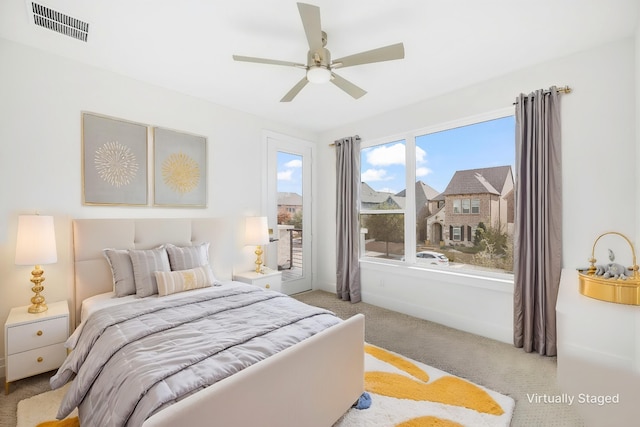 7312 Collin Mckinney Pkwy, Mckinney, TX 75070 - carpeted bedroom with access to outside and a ceiling fan