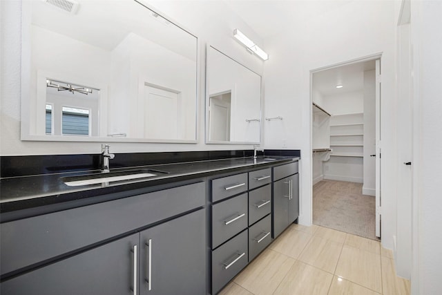 7312 Collin Mckinney Pkwy, Mckinney, TX 75070 - bathroom with double vanity, tile patterned floors, and a walk in closet