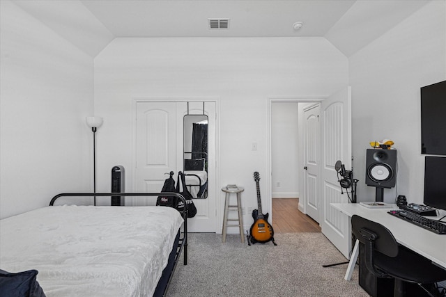 12816 Rocky Top Rd, Godley, TX 76044 - bedroom featuring carpet floors, vaulted ceiling, and visible vents