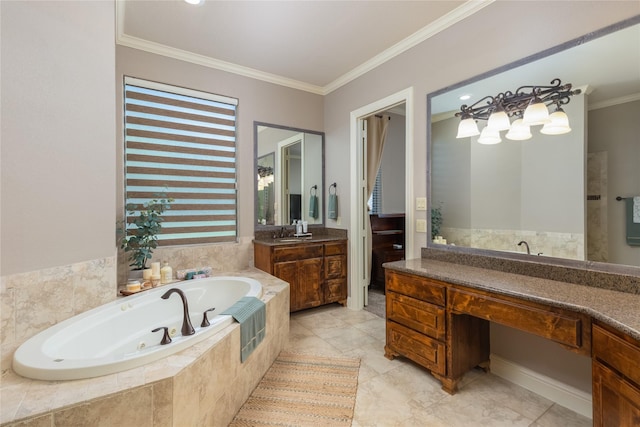 bedroom featuring baseboards, carpet, ornamental molding, and access to exterior