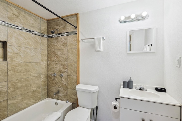 full bath featuring shower / washtub combination, vanity, and toilet