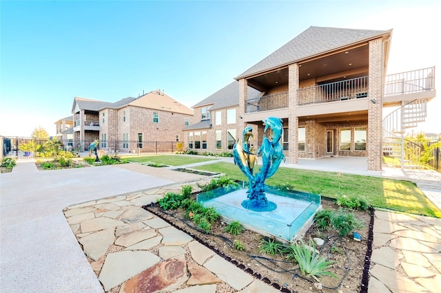 1325 Heavenly Pl, Saint Paul, TX 75098 - exterior space with brick siding, fence, a patio area, and stairs