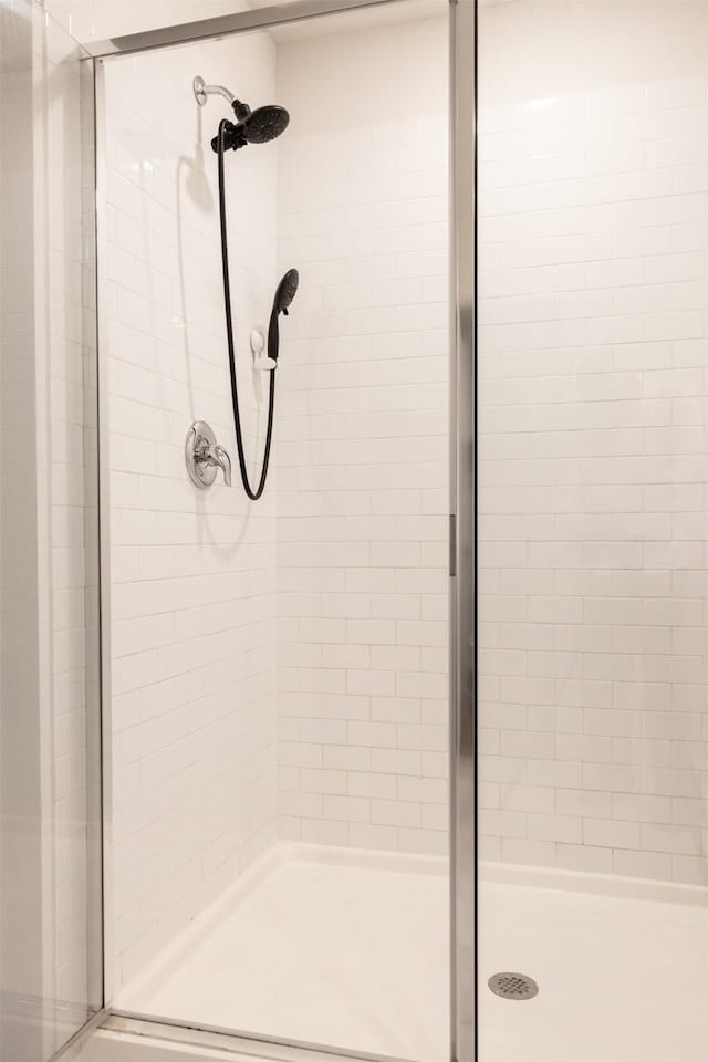 bathroom featuring a stall shower