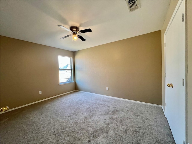 525 Reagan Ln, Burleson, TX 76028 - empty room with visible vents, baseboards, carpet flooring, and ceiling fan